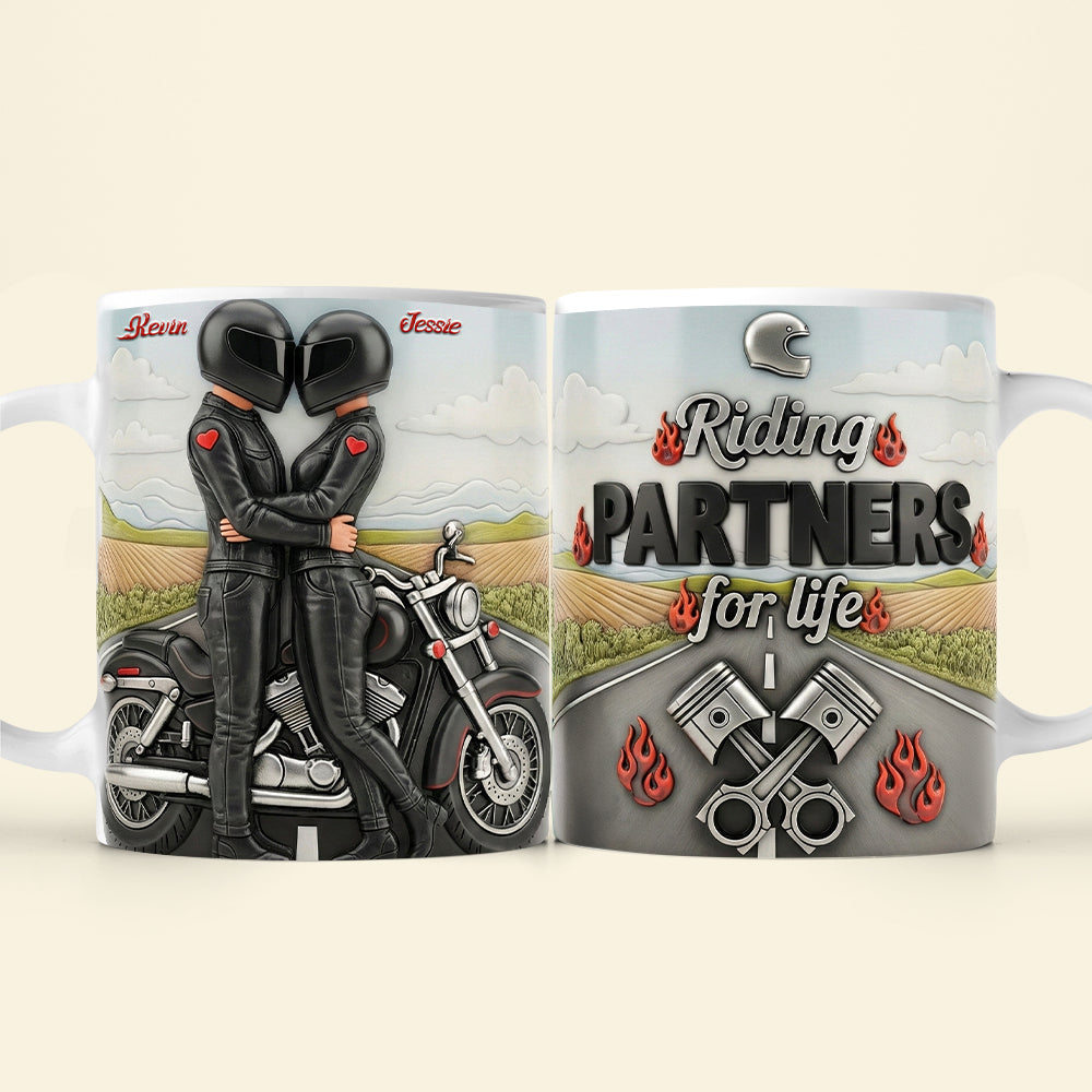 Biker Couple Coffee Mug - Personalized Gifts For Couple Coffee Mug 04NATA230126-Homacus