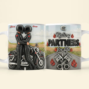 Biker Couple Coffee Mug - Personalized Gifts For Couple Coffee Mug 04NATA230126-Homacus