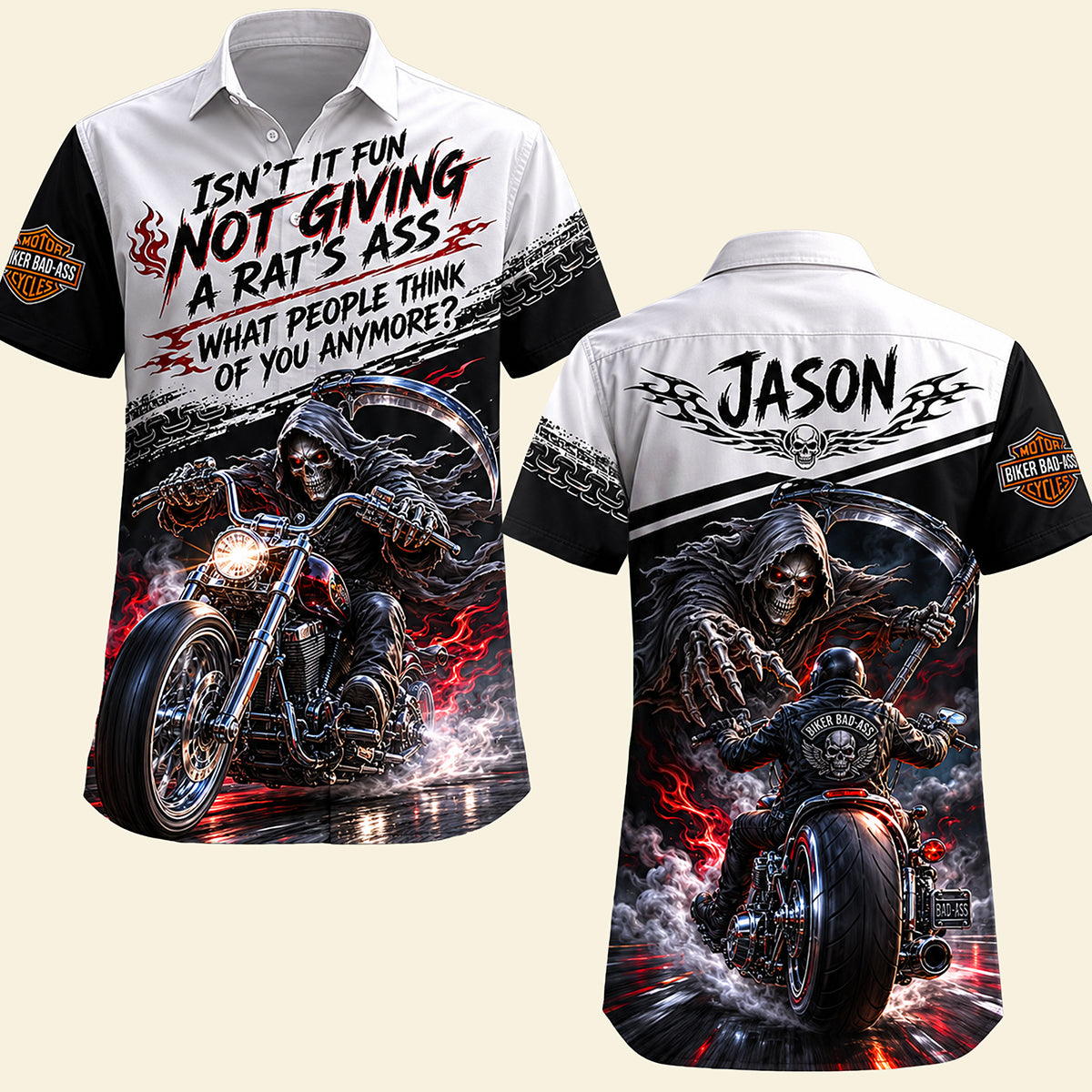 Rough Badass Motorcycle Hawaiian Shirt - Personalized Gifts For Biker 02qhta240626-Homacus
