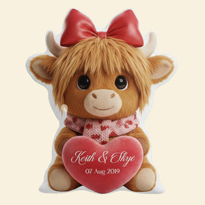 Highland Cow Valentine Custom Shaped Pillow - Personalized Gifts For Couple 03hyta161225-Homacus