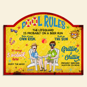 Personalized Gifts For Couples Metal Sign- Summer Pool Rules 01XQLU110225PA-Homacus