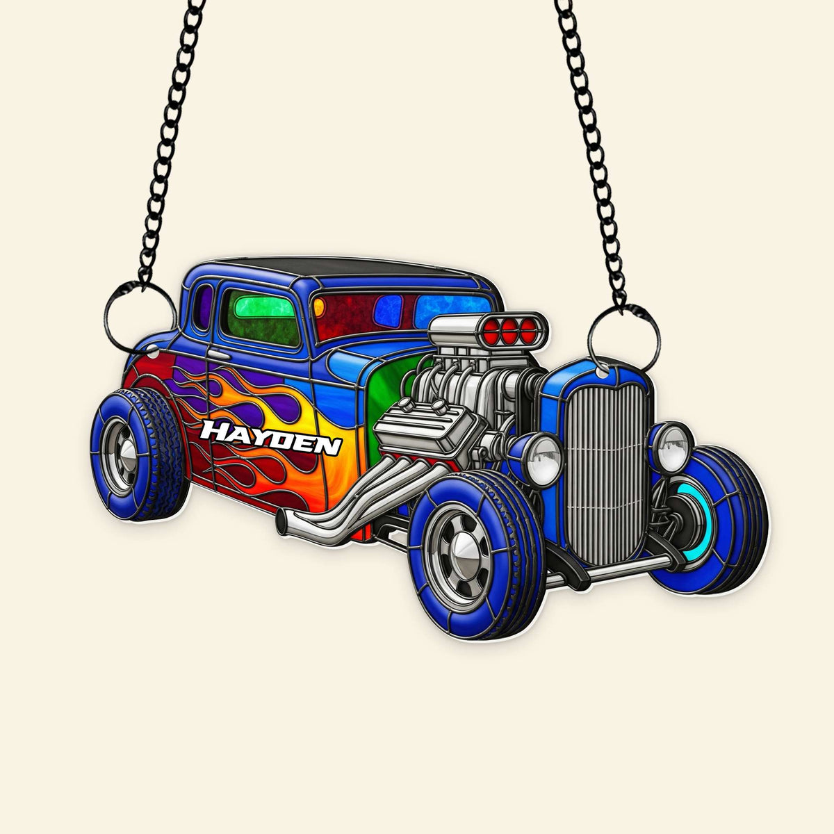 Vibrant Muscle Car Suncatcher - Personalized Christmas Gifts For Hot Rod Lovers 05OHLU060825-Homacus
