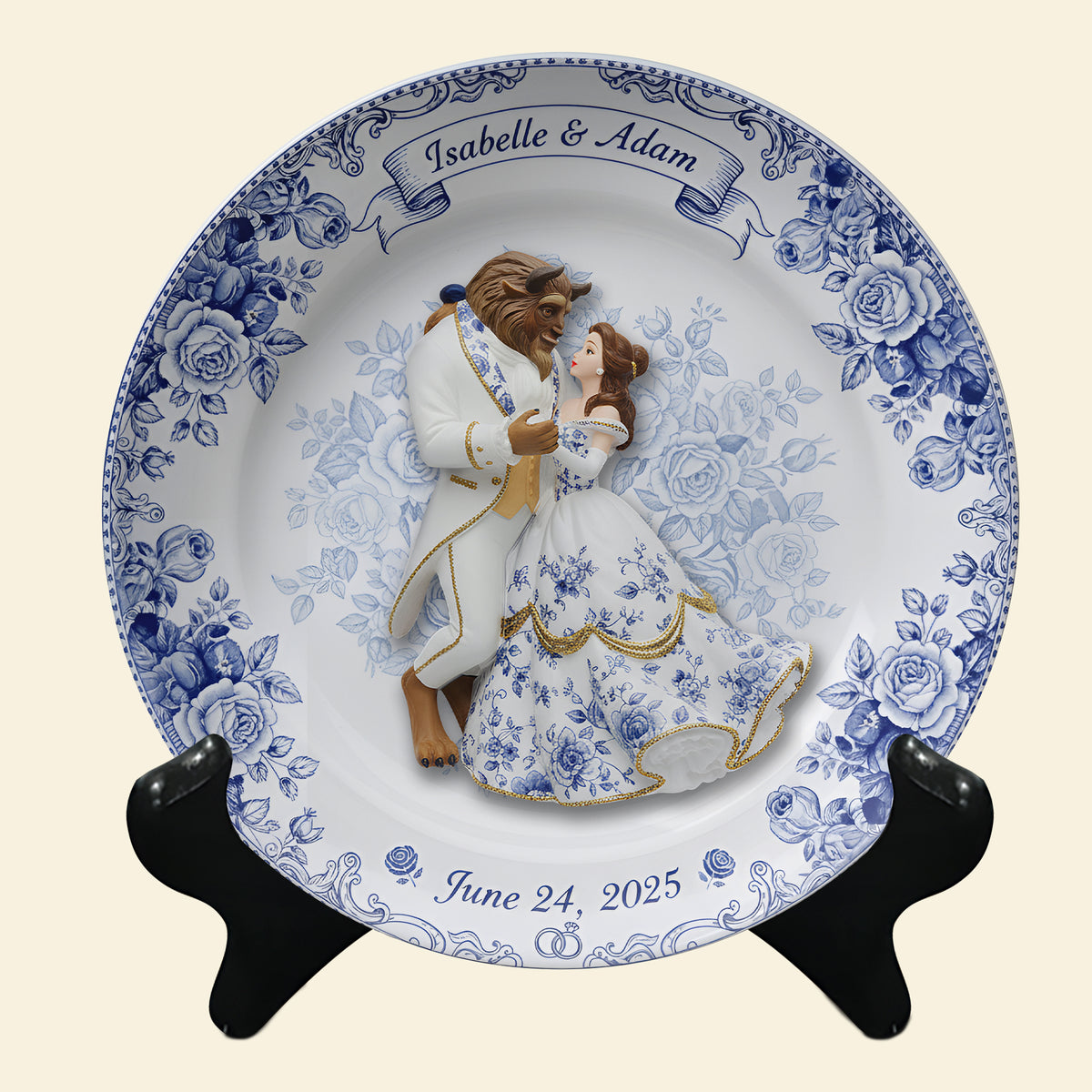 Fairytale Love Story Round Plate - Personalized Gift For Couples 07PALU131025-Homacus