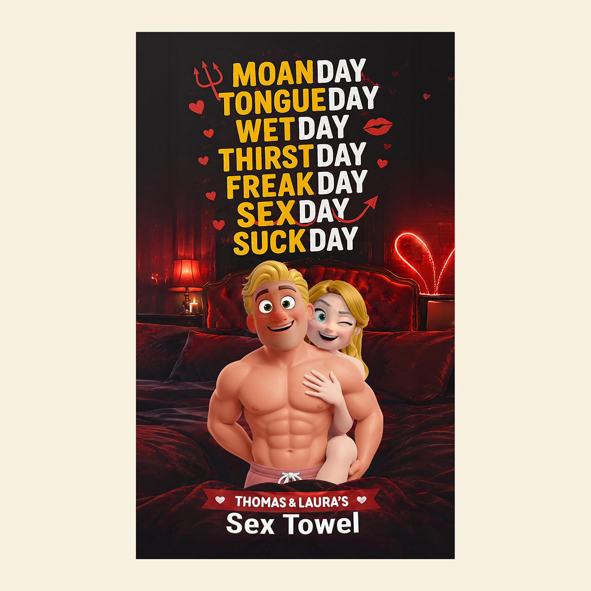 Sweet & Naughty Couple Beach Towel - Personalized Gifts For Couple 05huta290726