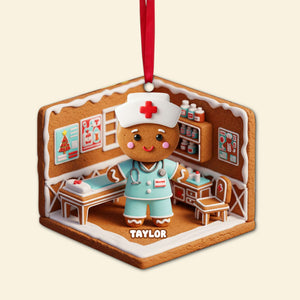 Nurse Gingerbread Christmas Wood Ornament - Personalized Gift For Nurses 06PGLU160825-Homacus