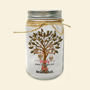 Personalized Gifts For Family Mason Jar Light, Where Life Begins And Love Never Ends 05TGLU111024-Homacus