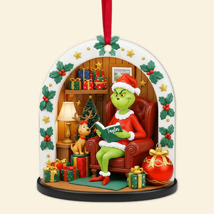 Grumpy Green Reader Ornament - Personalized Christmas Gifts For Book Lovers 04PGLU120825-Homacus