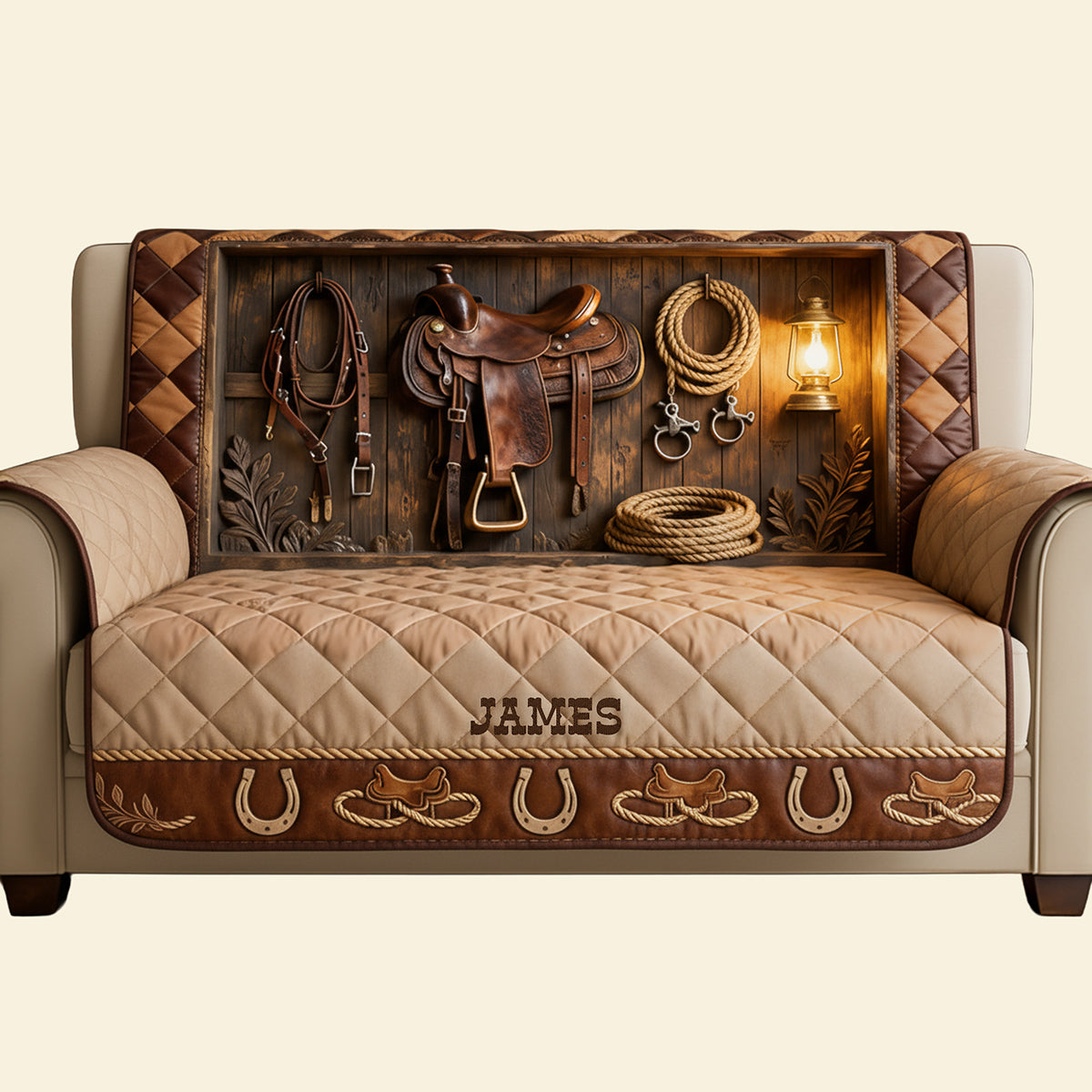 Horse Workshop Sofa Cover - Personalized Gifts For Horse Lover Quilted Sofa Cover 04KITA280126-Homacus