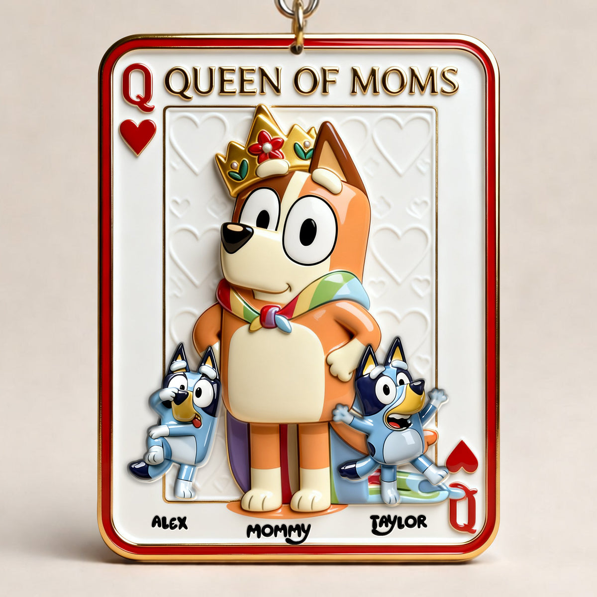 Puppy Card Theme Mom And Kids Keychain - Personalized Gifts For Mother's Day Keychain 03NALU020326-Homacus