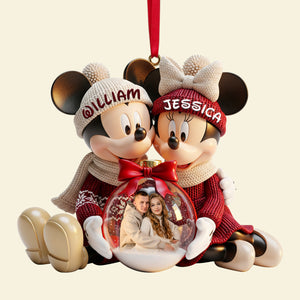 Snowy Embrace Couple Ornament - Personalized Custom Photo Gift For Couples 04PGLU031125-Homacus