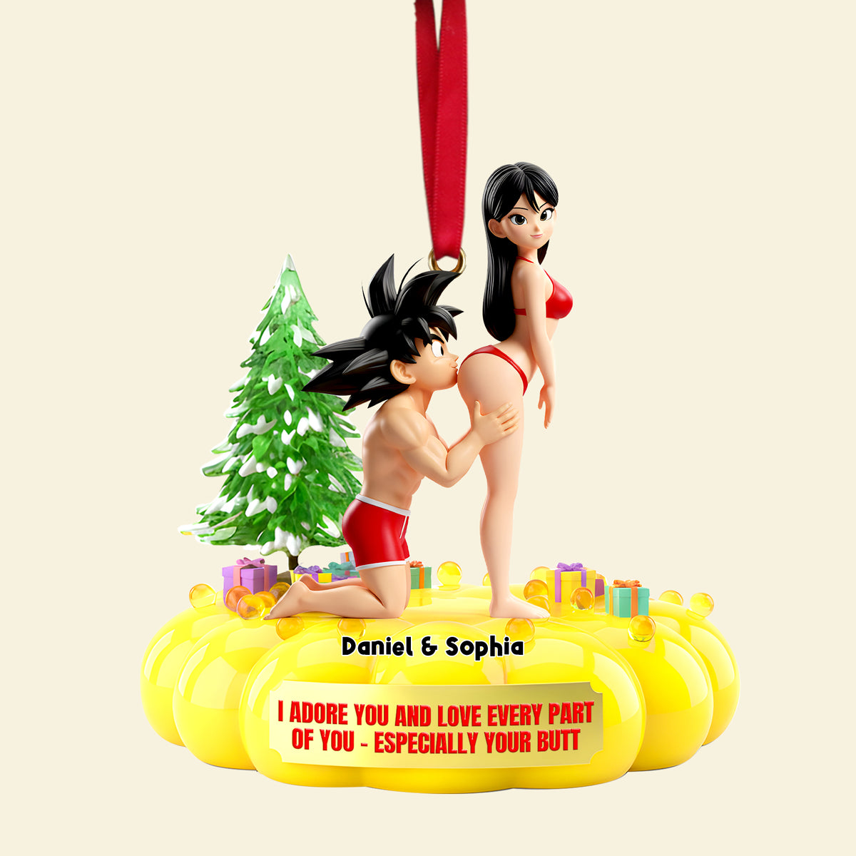 Cheeky Kiss Couple Ornament - Personalized Gift For Couples 05OHLU111125-Homacus