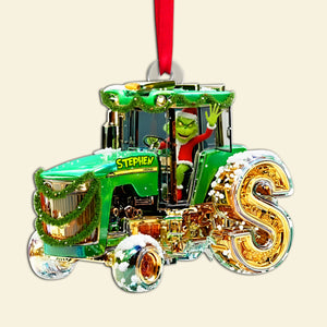 Green Tractor Initials Ornament - Personalized Christmas Gifts For Tractor Lovers 01TGLU110925-Homacus