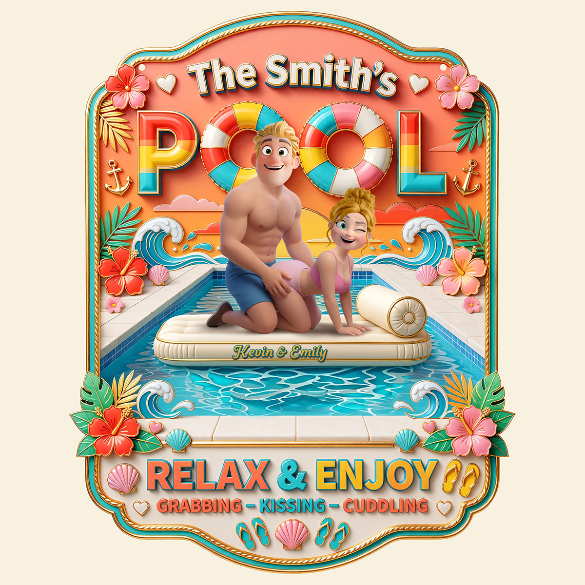 Funny Couple Pool Metal Sign - Personalized Gifts For Couple 03tota190626-Homacus