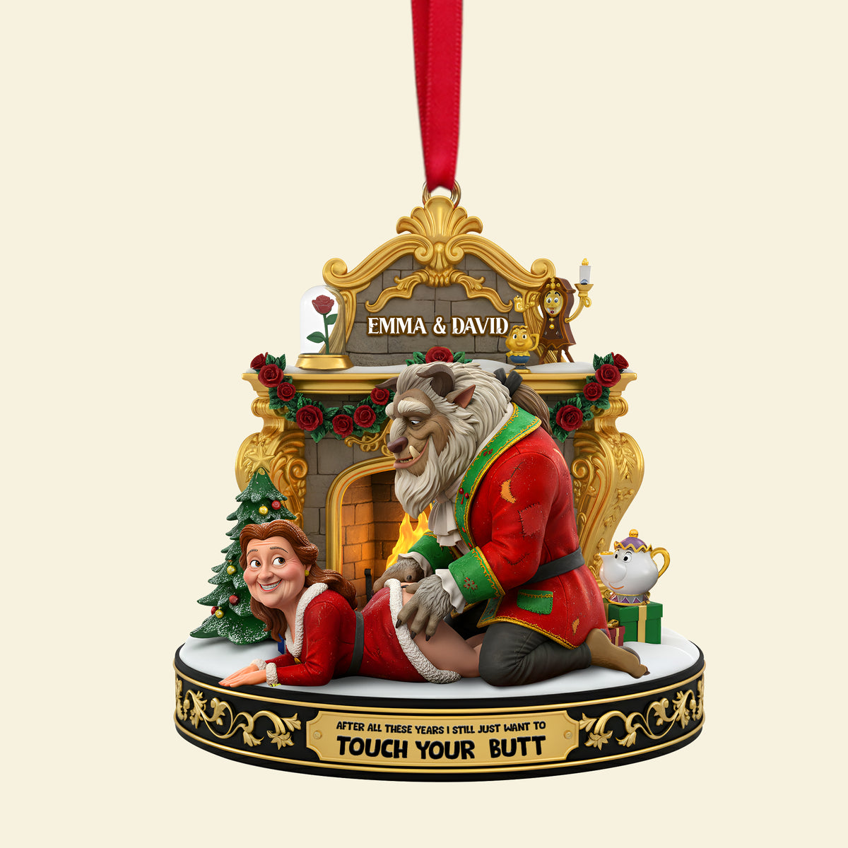 Playful Touchy Couple Ornament - Personalized Christmas Gift For Couples 04OHLU230925-Homacus