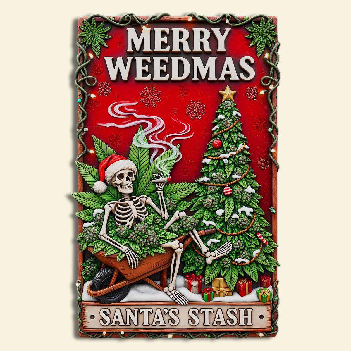 Merry Weedmas Metal Sign - Personalized Gifts For Smokers 06TOLU150825-Homacus