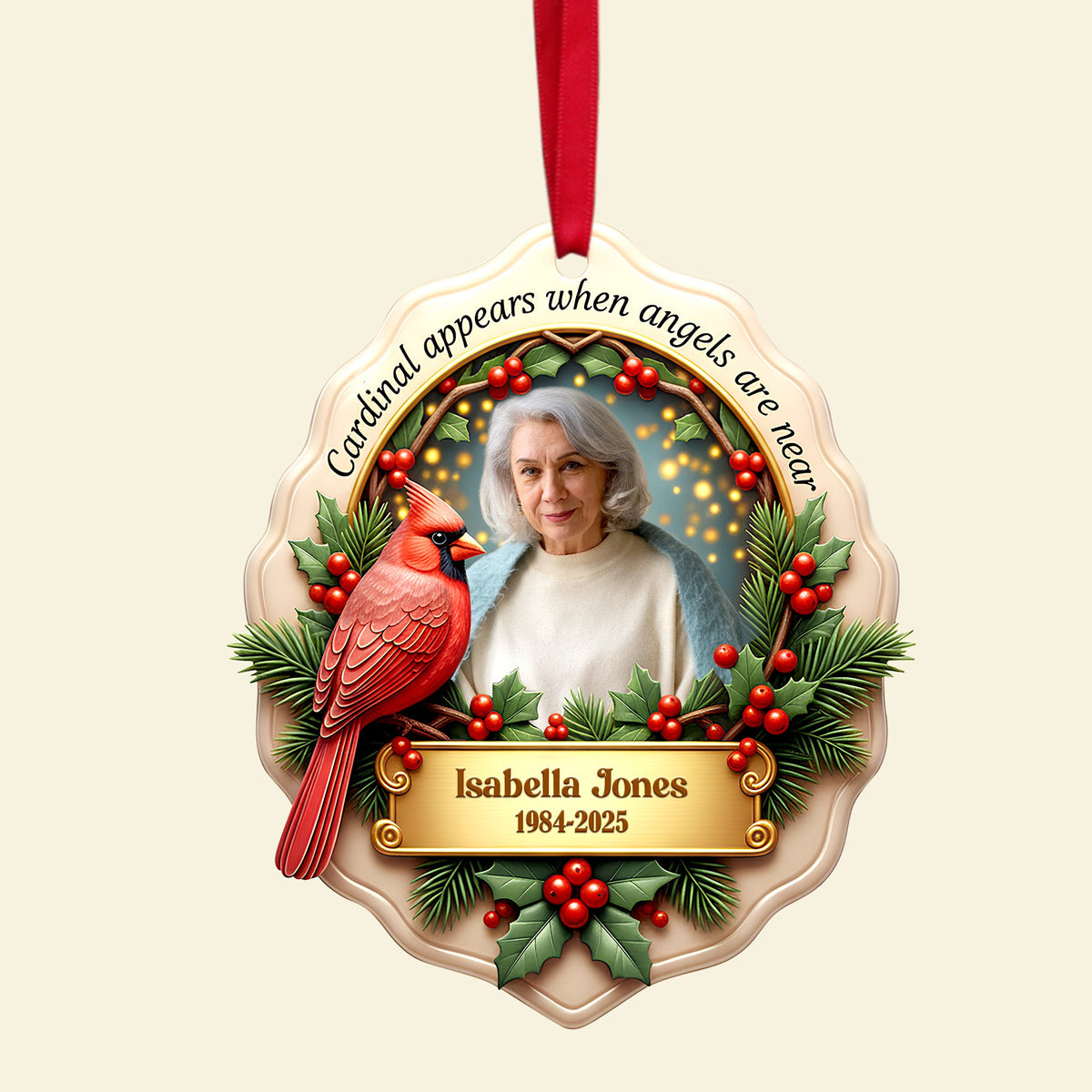 In Loving Memory Cardinal Ornament - Personalized Custom Photo Gift For Heaven 09HULU121125-Homacus