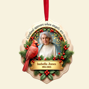 In Loving Memory Cardinal Ornament - Personalized Custom Photo Gift For Heaven 09HULU121125-Homacus