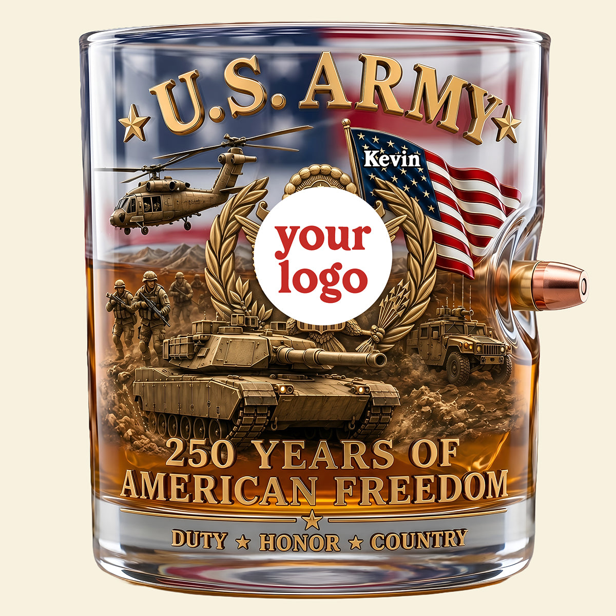 Proud Veteran Bullet Glass - Personalized Gifts For Veterans 03TYTA230626-Homacus