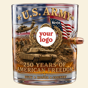 Proud Veteran Bullet Glass - Personalized Gifts For Veterans 03TYTA230626-Homacus