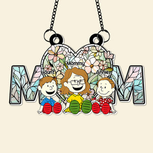 Personalized Gifts For Mom Suncatcher, Soft Vibrant Flower Hear Stained Glass Art 02QHLU270225PA-Homacus