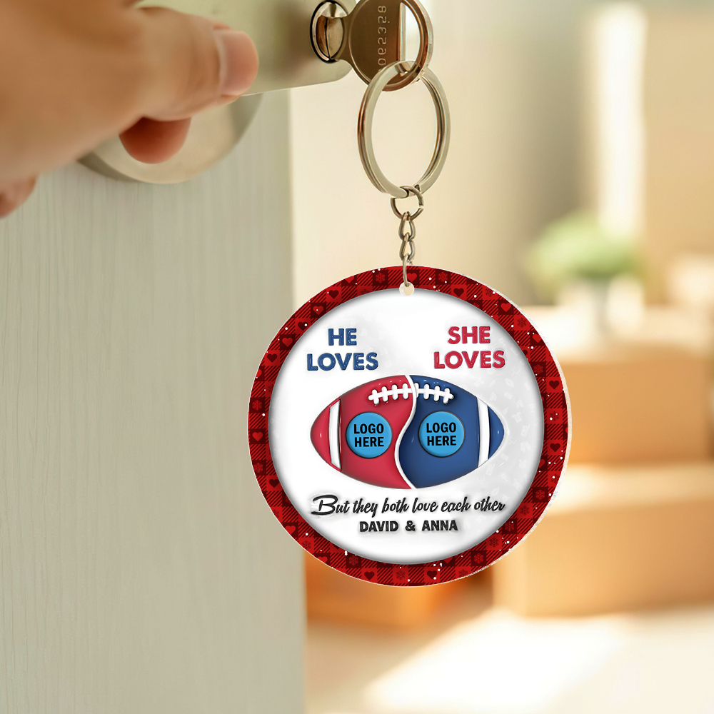 Personalized Gifts For Couple American Football Keychain 02hupu051024-Homacus