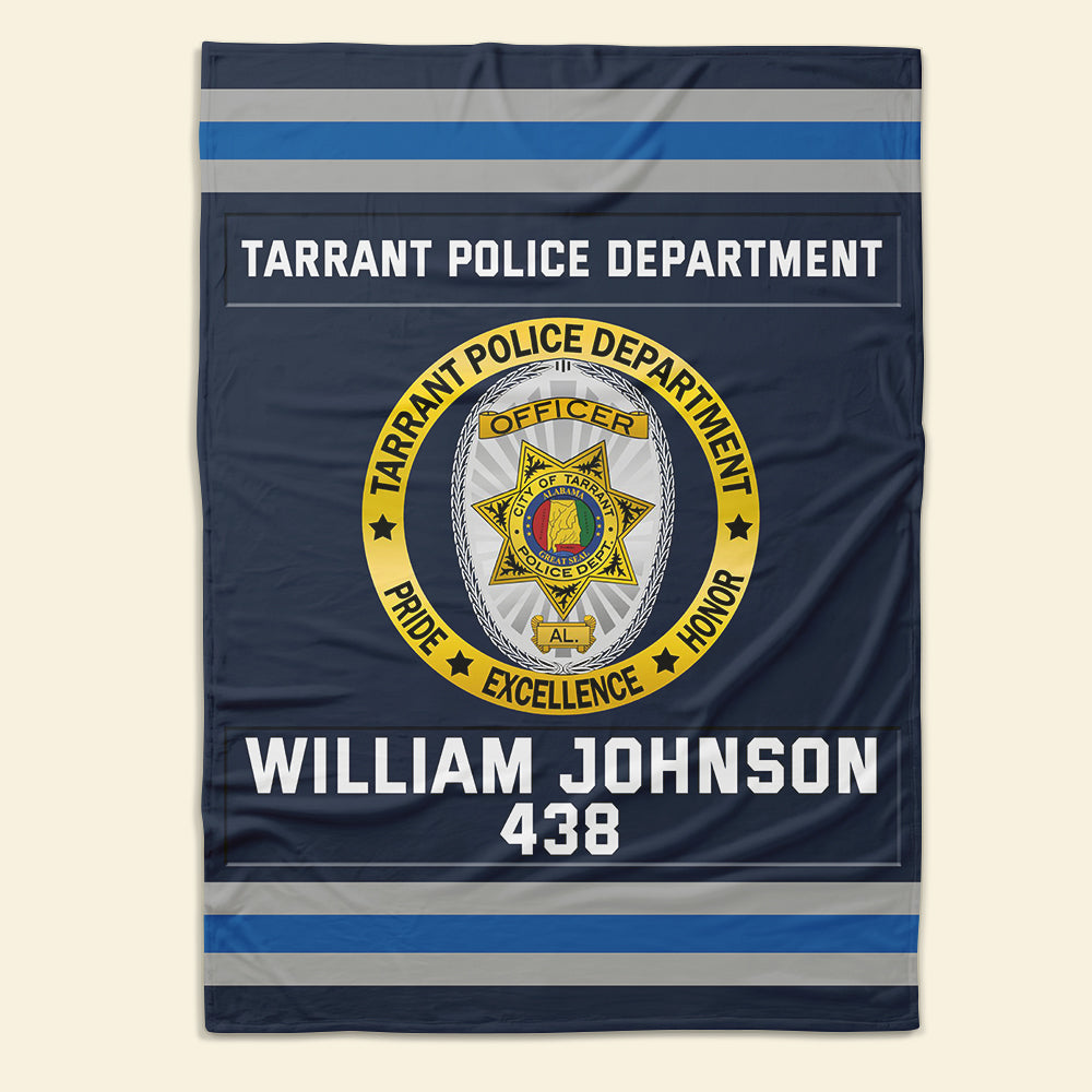 Police Department Blanket - Custom Police Department Logo Gifts For Police & Law Enforcement With Name, Number Tag 07qhqn311024-Homacus
