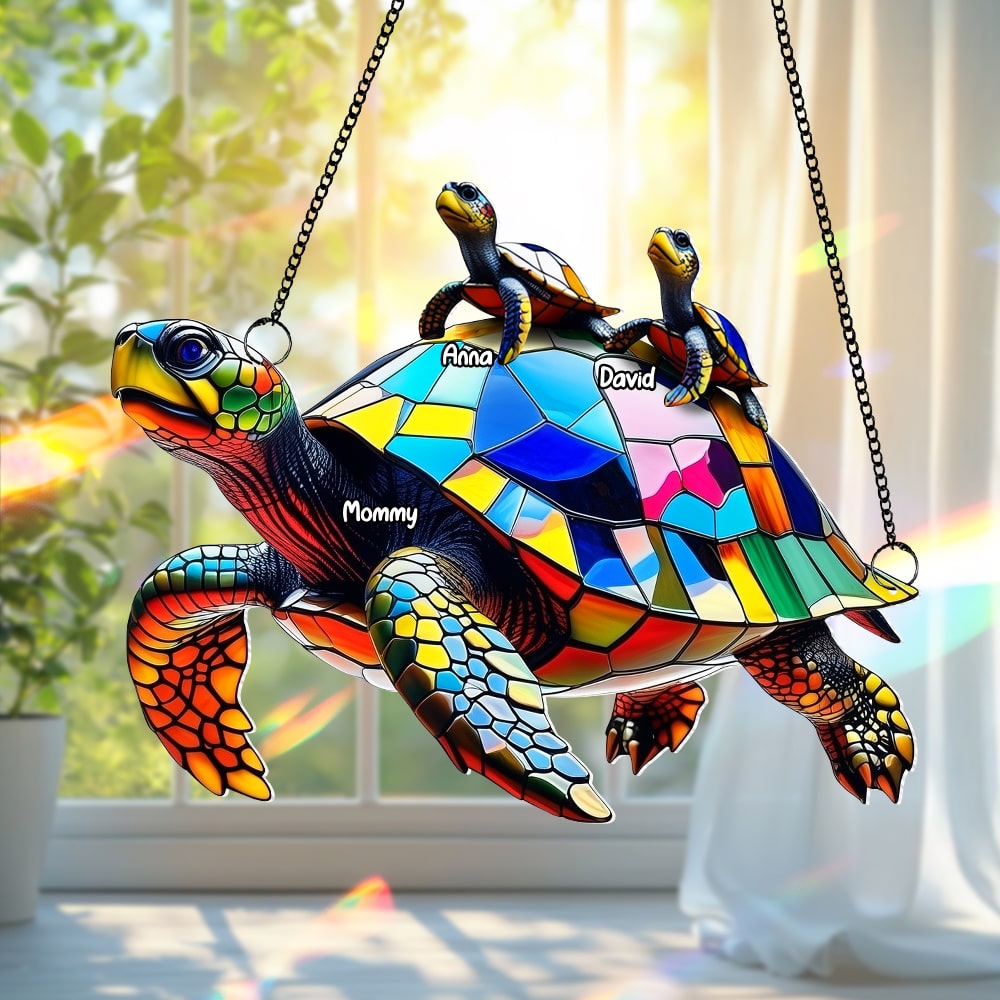 Sea Turtle Family Personalized Gifts For Grandma Suncatcher Ornament 05tgtn020825-Homacus