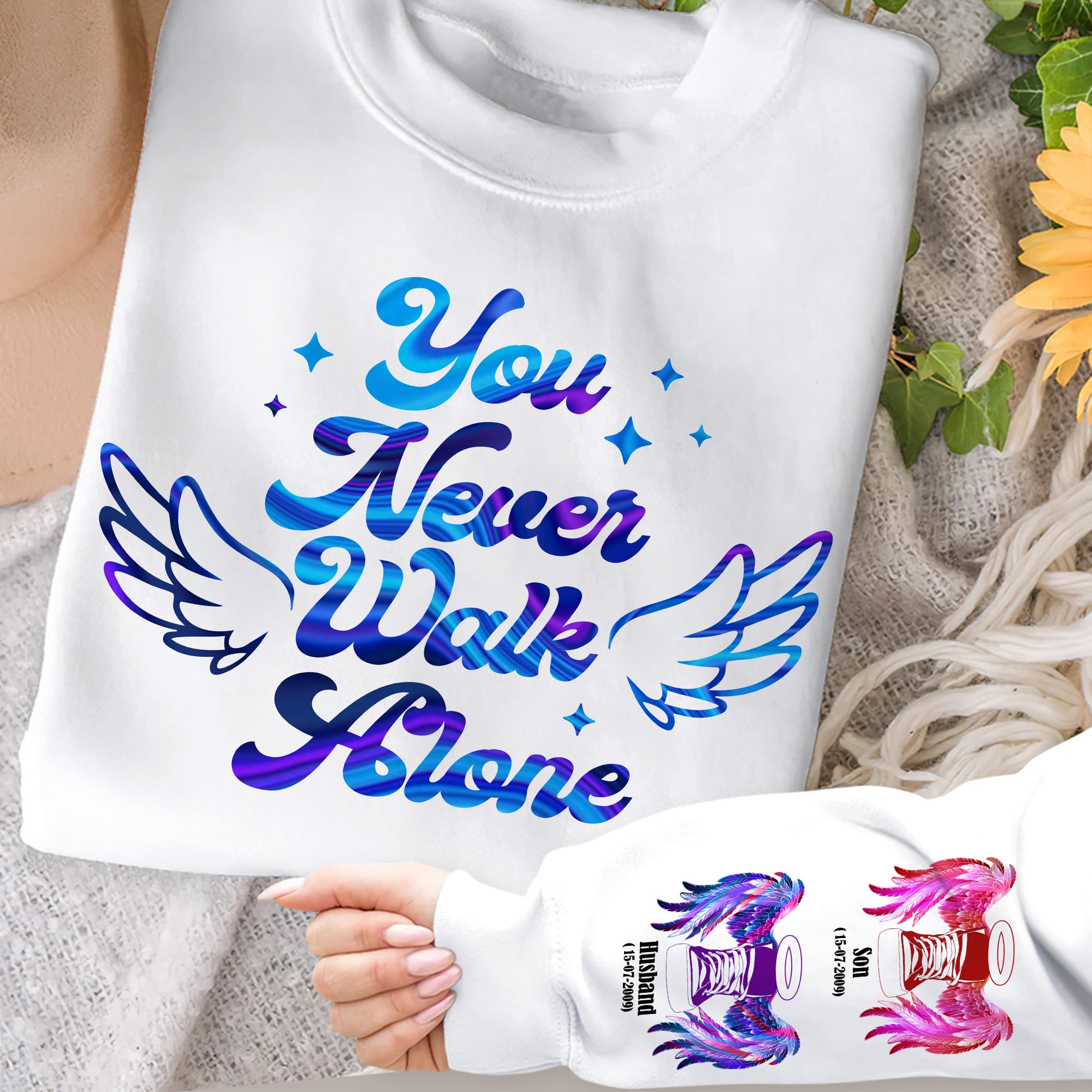 Personalized Gifts For Mom Heaven Shirt 01hutn240225 You Never Walk Alone-Homacus