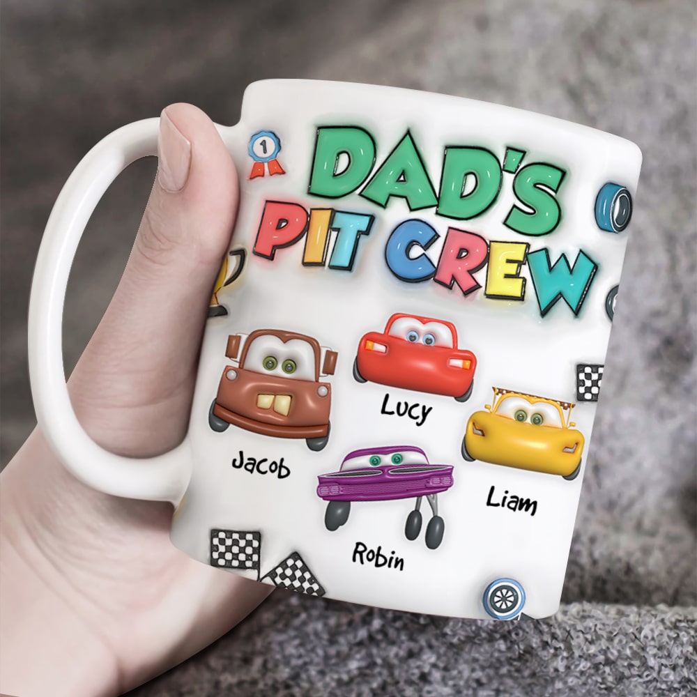 Personalized Gifts For Dad 3D Inflated Mug, Dad's Pit Crew 01kapu210824 LMQN-Homacus