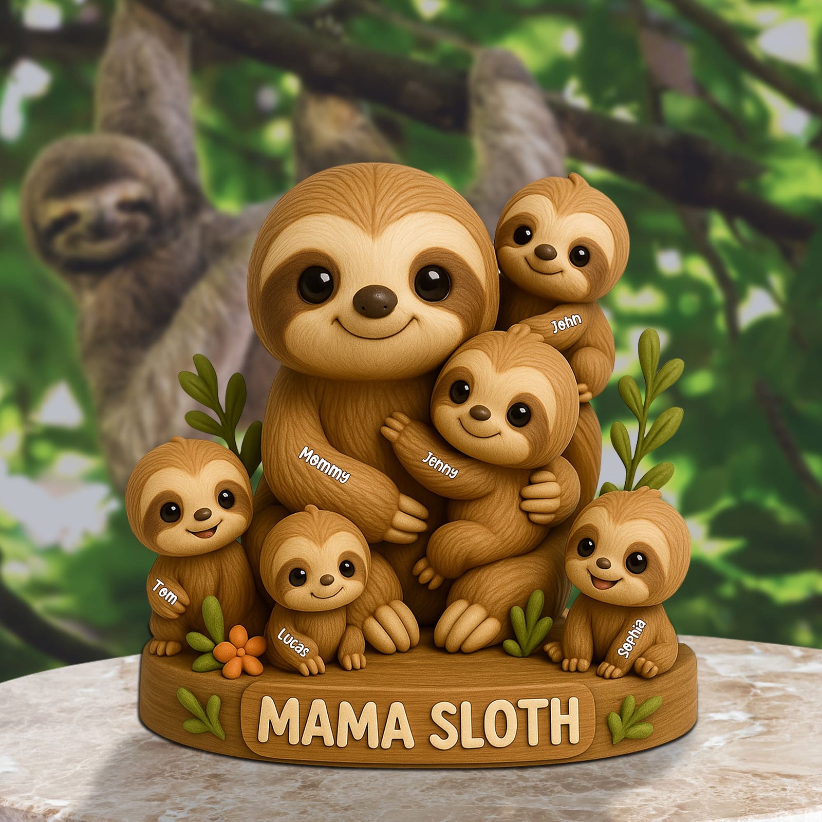 Personalized Christmas Gifts For Mom Plaque Mama Sloth 06natn150425-Homacus