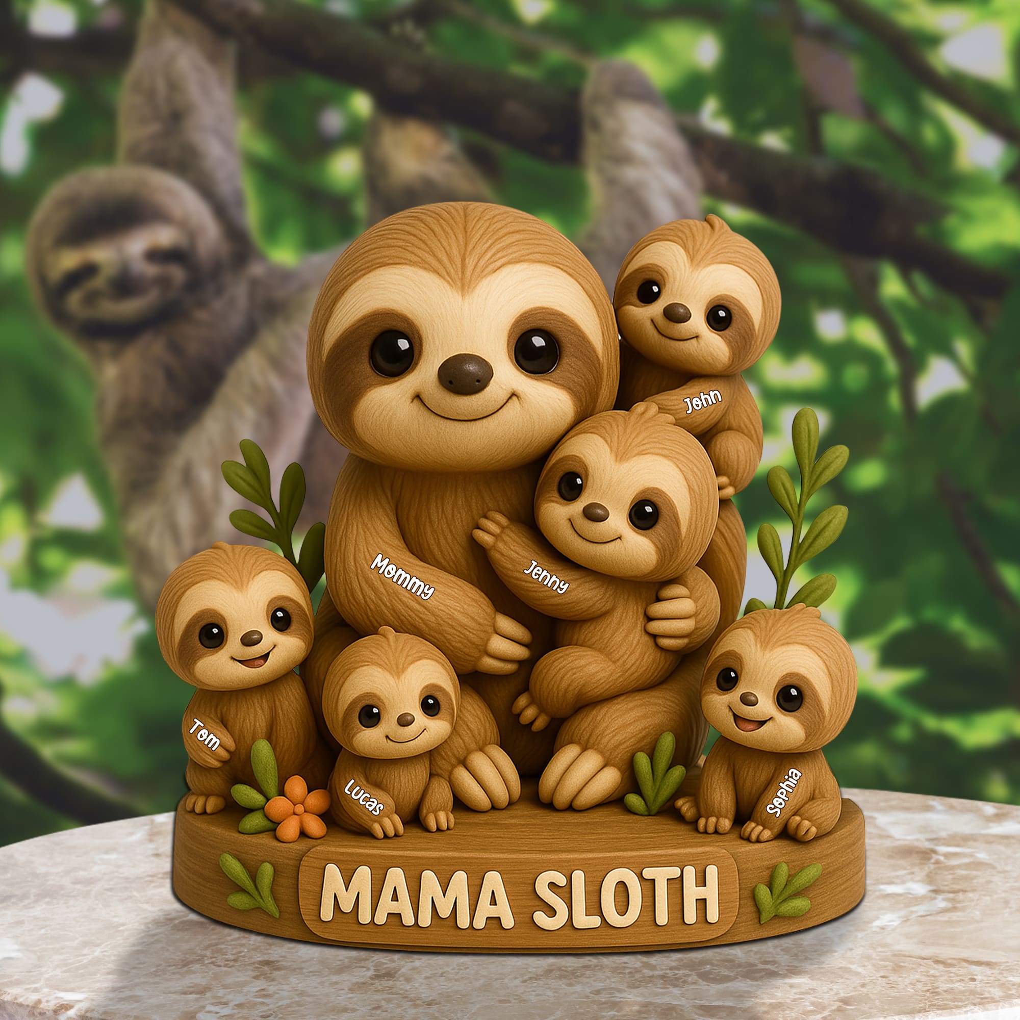 Personalized Gifts For Mom Plaque Mama Sloth 06natn150425-Homacus