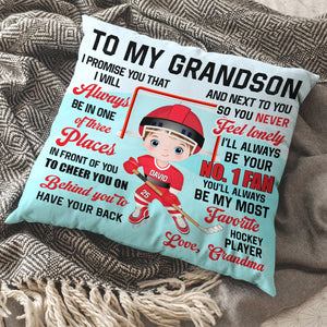 I'll Always Be Your No.1 Fan Personalized Square Pillow, Gift For Ice Hockey Lover, Gift For Son/Grandson-Homacus