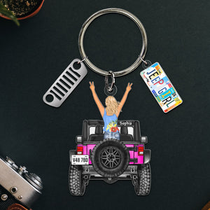 Personalized Gifts For Off Road Girl Keychain With License Plate Charms 05qhqn200624hn-Homacus