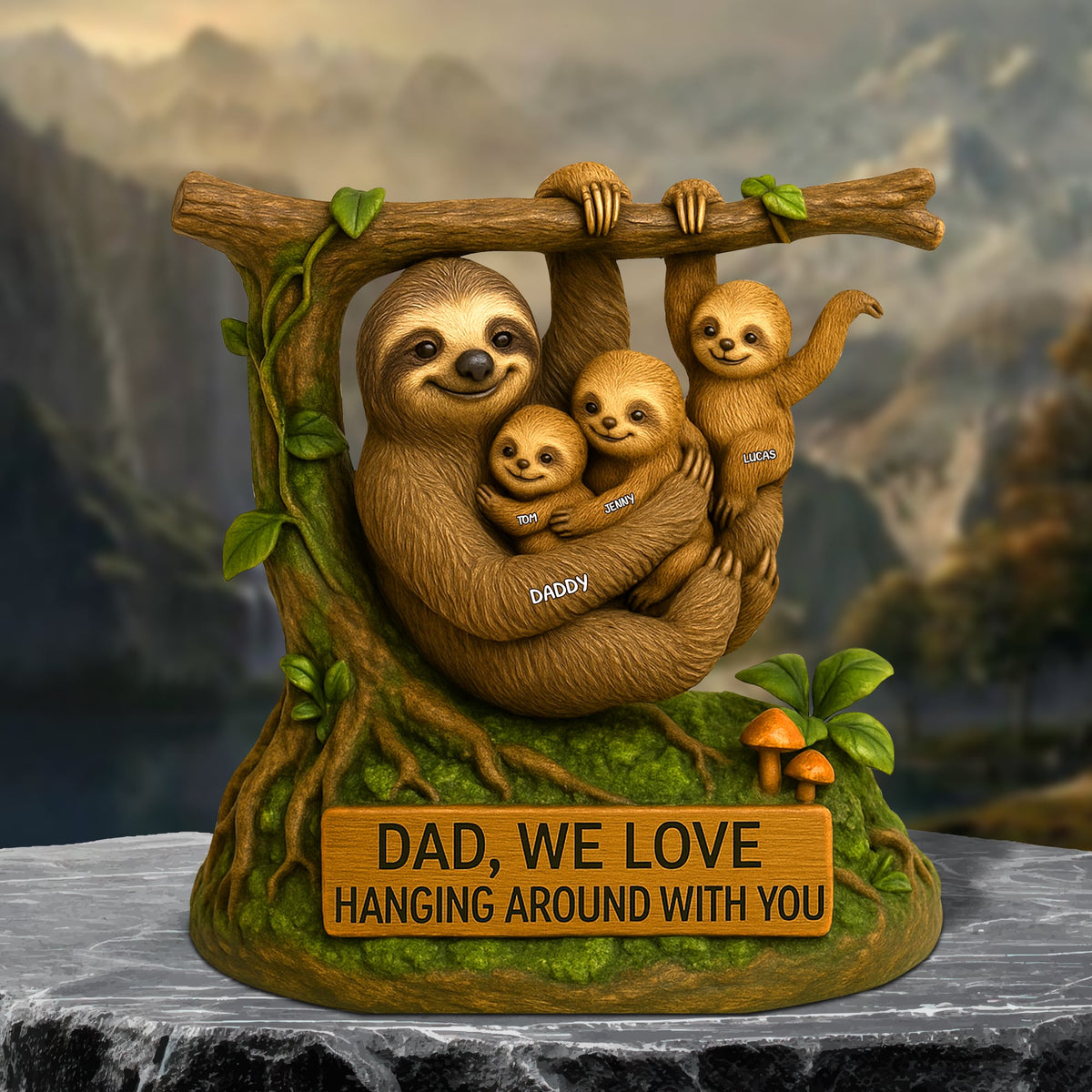Sloth Dad Plaque - Personalized Gifts For Dad 01natn120525-Homacus