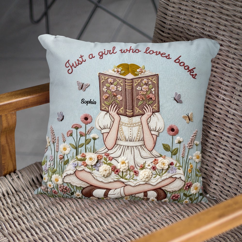 Reading Girl Pillow - Personalized Gifts For Book Lovers 01natn130625-Homacus