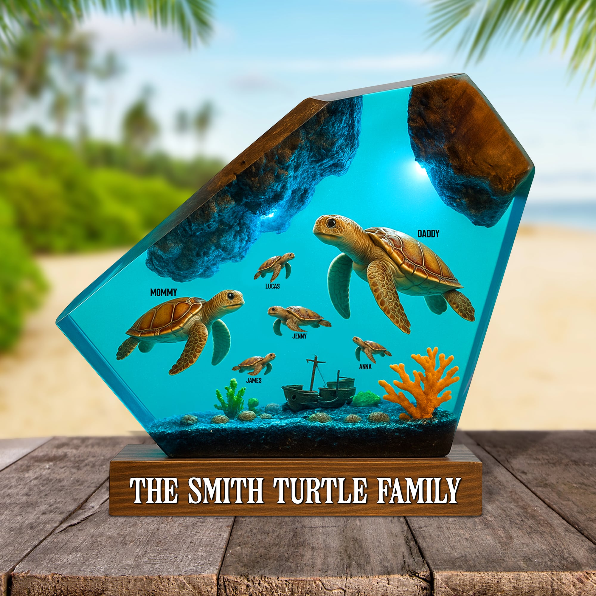 Turtle Family Plaque - Personalized Gifts For Family 04natn280525-Homacus