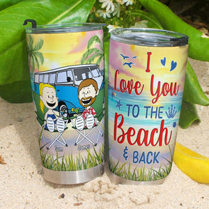 Personalized Gifts For Camping Couple Tumbler Happy Campers Couple On Beach 03qhtn150125pa I Love You To The Beach And Back-Homacus