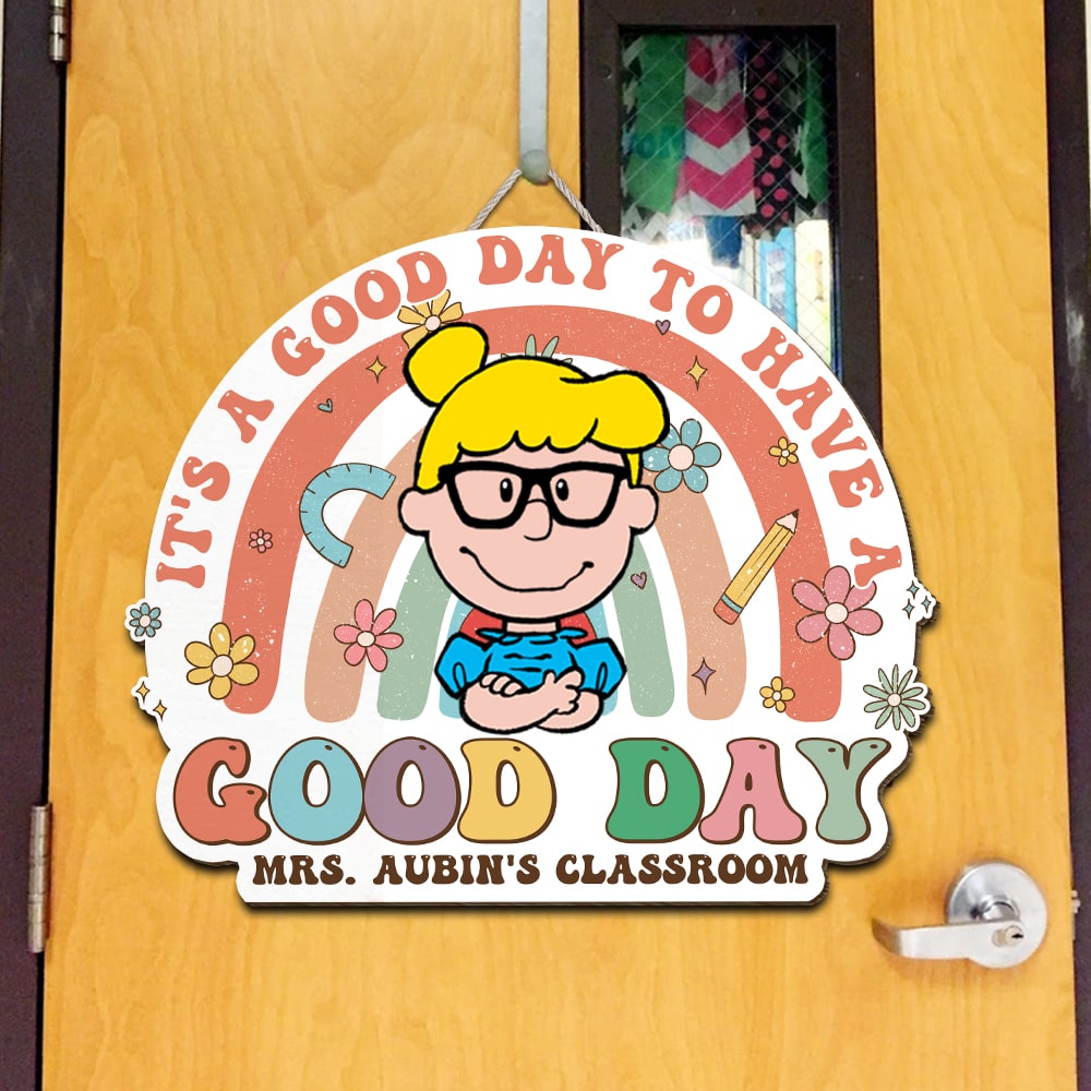 Personalized Gifts For Teacher Wood Sign, Cute Groovy Rainbow 05qhtn090724hh-Homacus