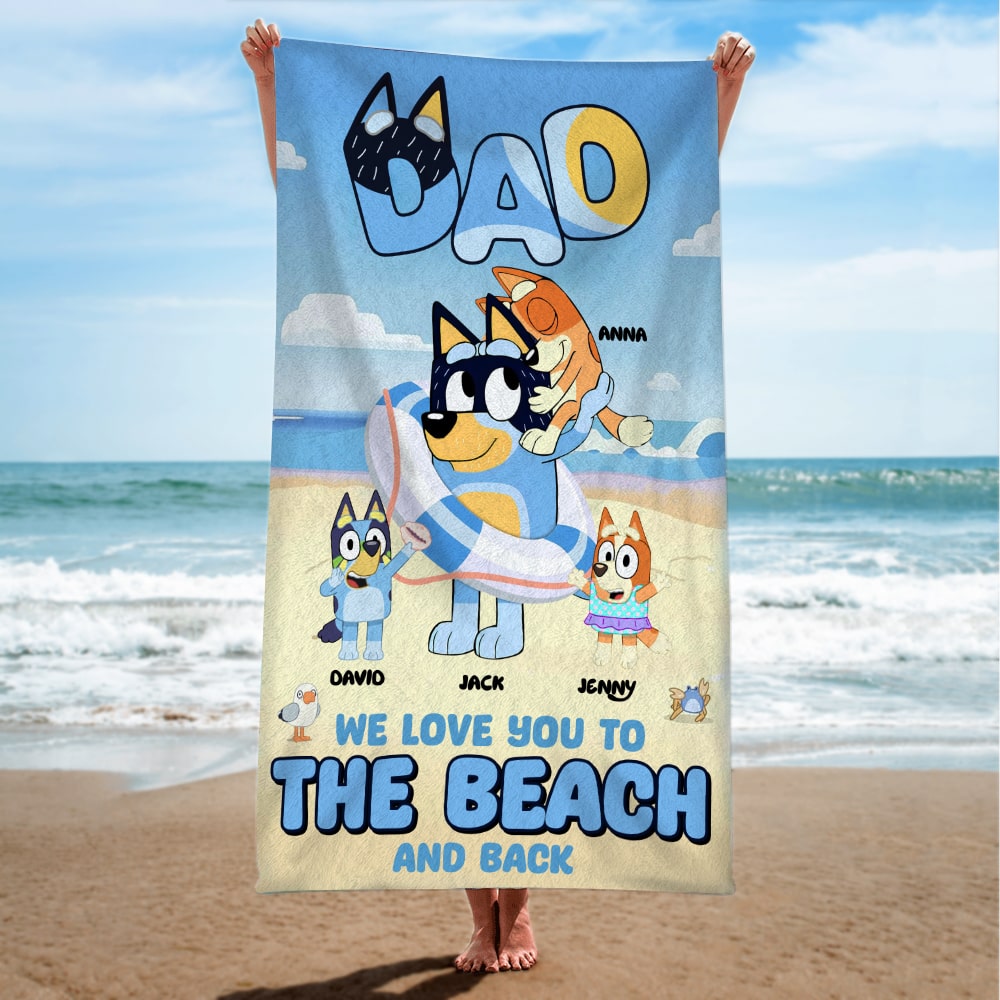 Personalized Gifts For Dad Beach Towel 04HTTN100524 Dog Dad On The Beach-Homacus
