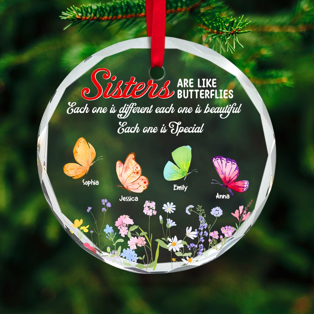 Personalized Gifts For Sisters Christmas Ornament Butterflies Wild Flower 02xqtn261124-Homacus