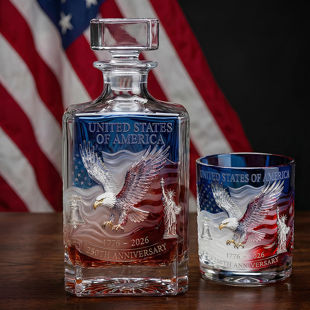 Proud Anniversary Decanter & Round Glass, Personalized Gifts For Patriots 03qhdt120226-Homacus