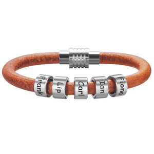 Personalized Gifts For Dad Bracelets, Custom Family Names Braided Leather Bracelets-Homacus