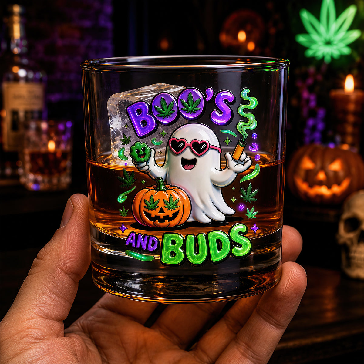 Stoner Boo Round Glass - Personalized Halloween Gifts 04TODT170826-Homacus