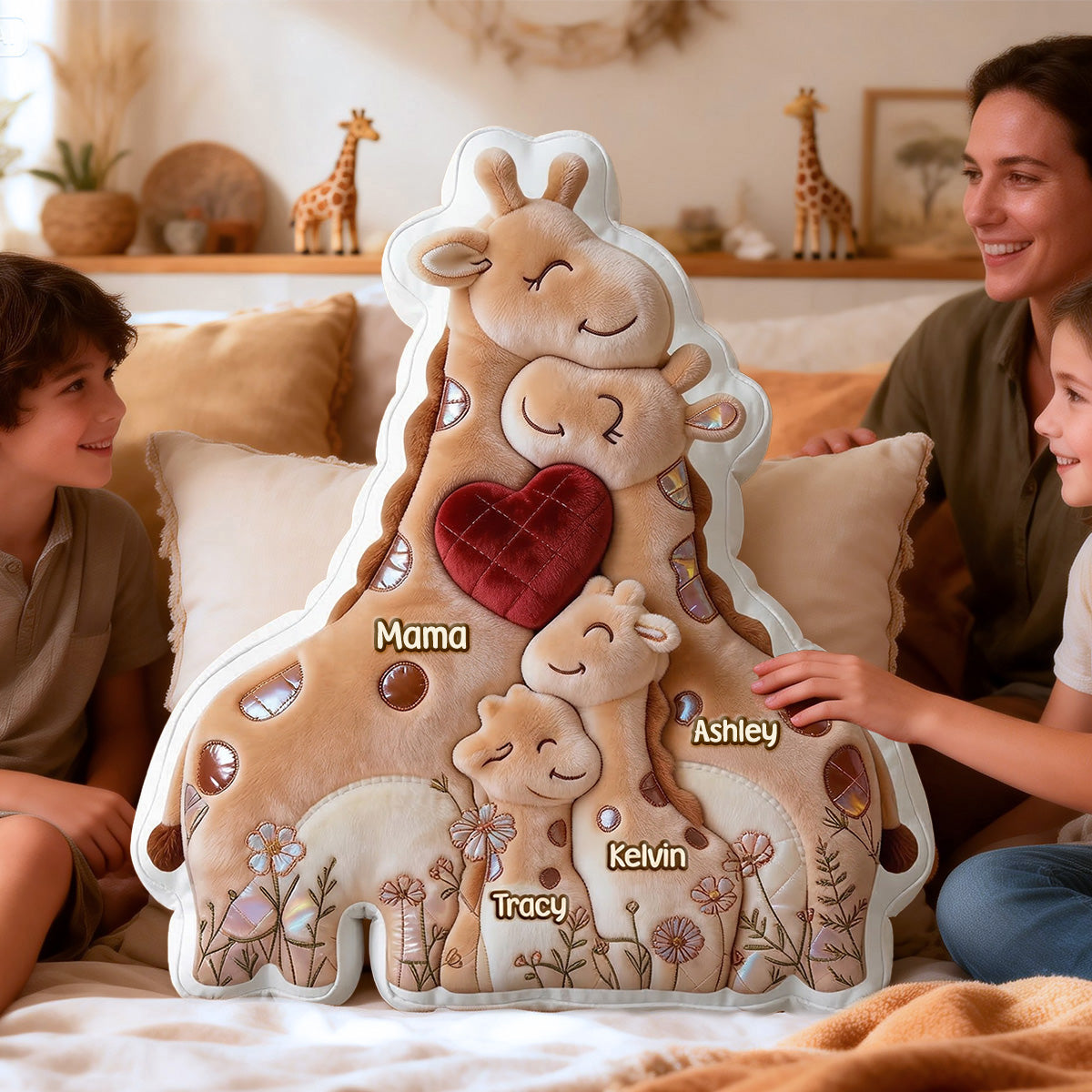 Mother Giraffe Love Her Baby Custom Shape Pillow - Personalized Gifts For Moms 05namg160326-Homacus