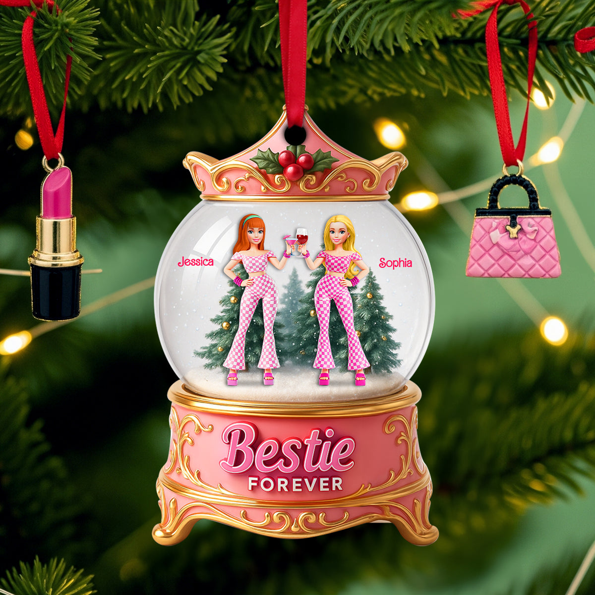 Girly Bestie Forever Ornament - Personalized Christmas Gifts For Besties 03OHLU140825-Homacus