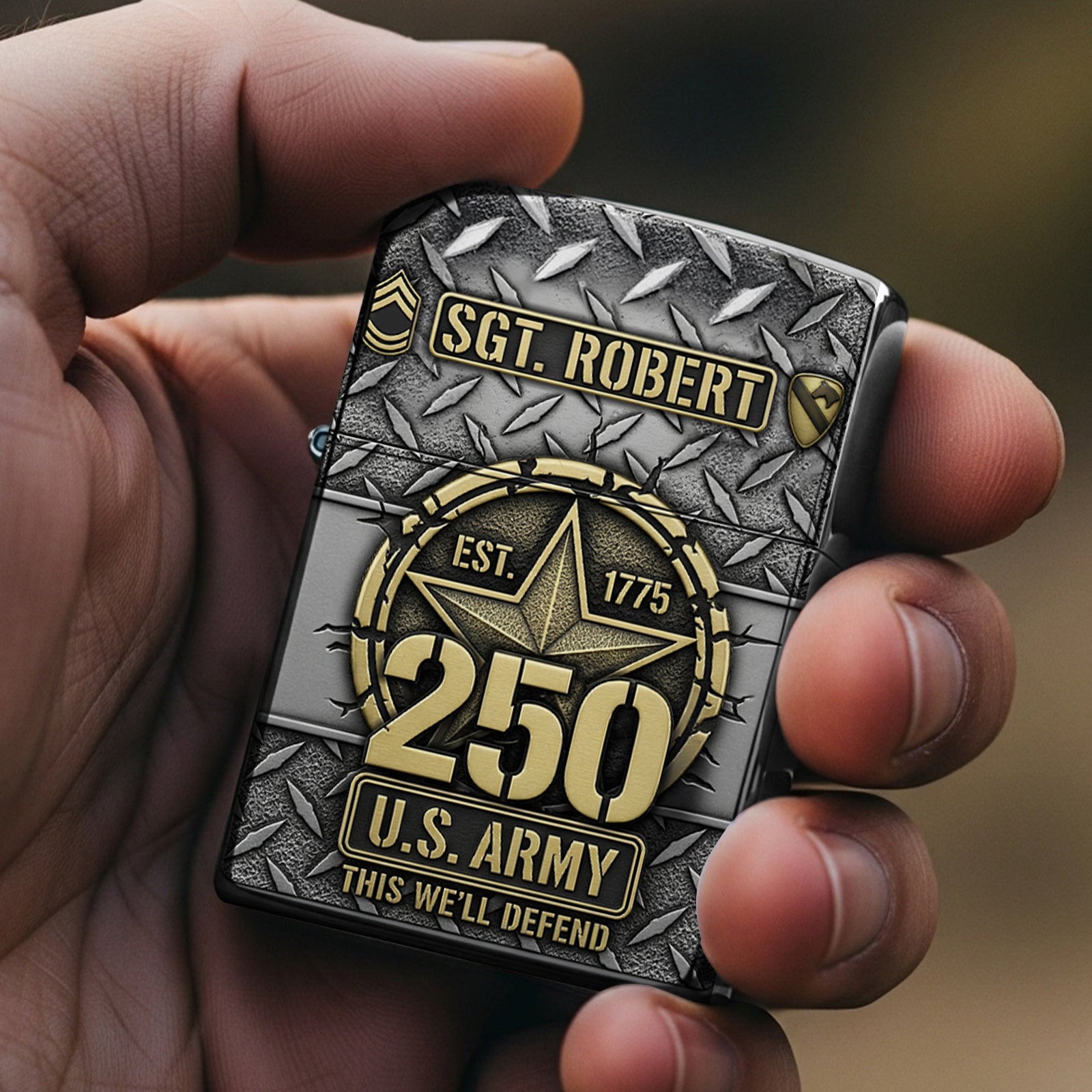 Military 250th Anniversary Flame Lighter - Custom Branch Division Logo For Veteran-Homacus
