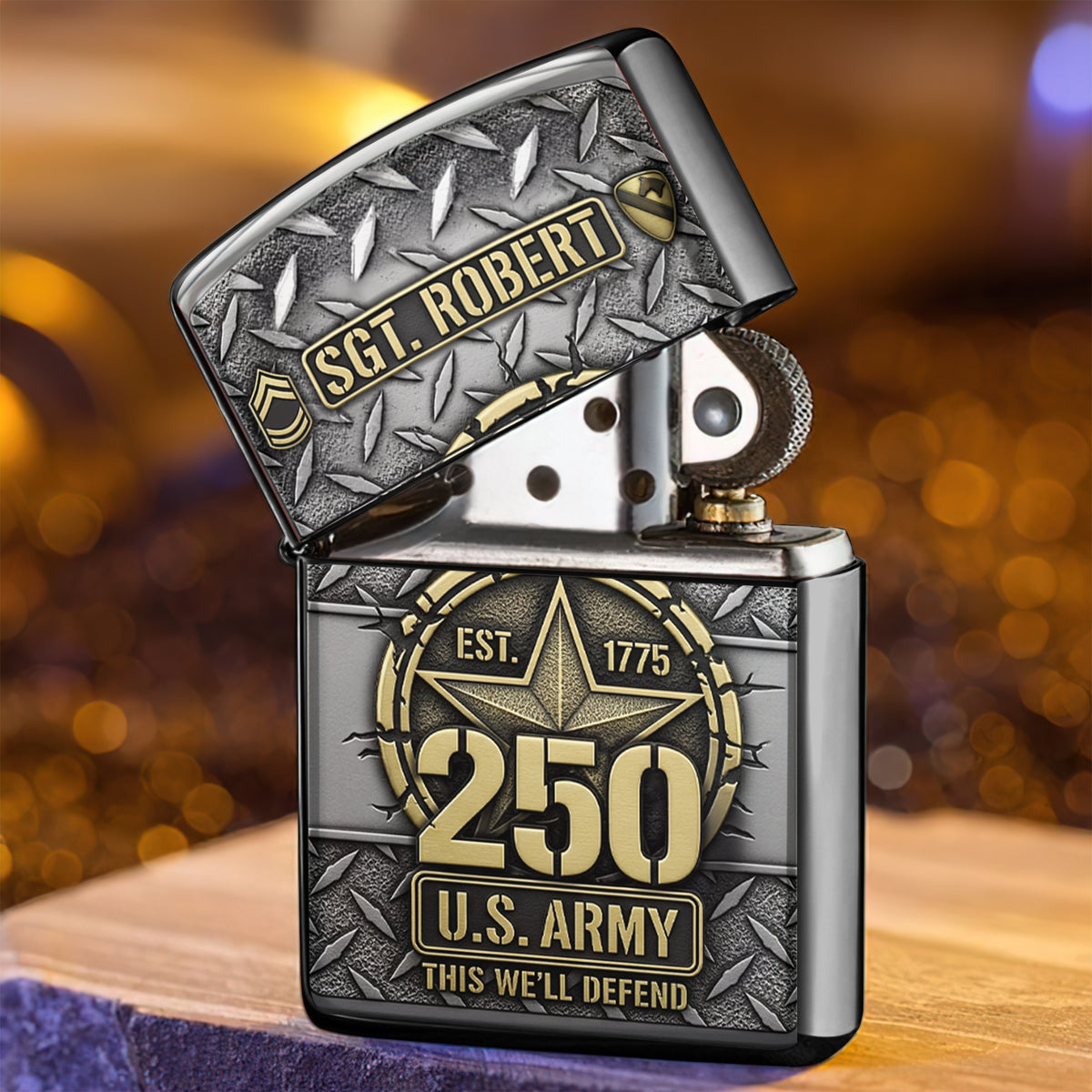 Military 250th Anniversary Flame Lighter - Custom Branch Division Logo For Veteran-Homacus