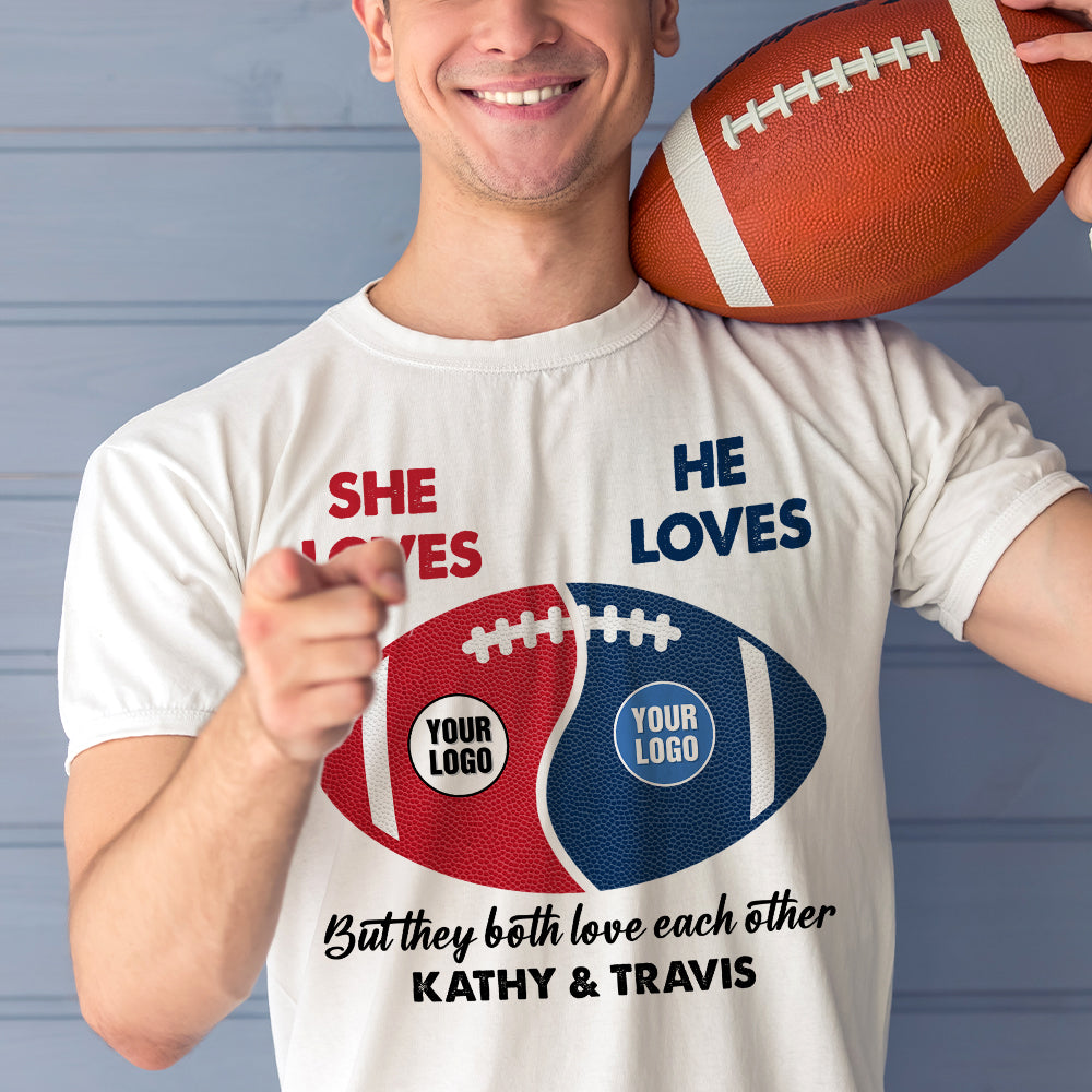 Custom Team Logo Shirt 05huti130123 American Football Shape Gifts For Couple-Homacus