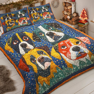 Boxers Dog Christmas Quilt Bed Set Gifts For Dog Lovers 04HUDT081124-Homacus