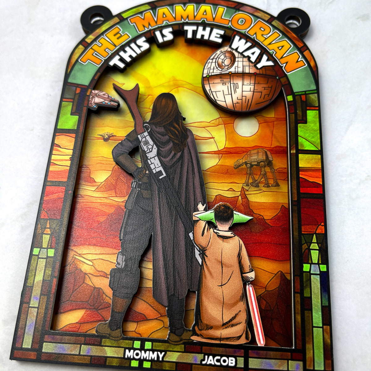 Personalized Gifts For Mom Suncatcher, Outer Space Planet Stained Glass Artwork 05qhpu130225hg-Homacus